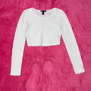 White Long Sleeve Crop Top